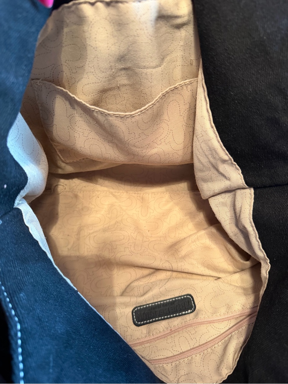 True Religion Black Canvas Tote with White Stitching | Crossbody and Shoulder - Picture 3 of 3